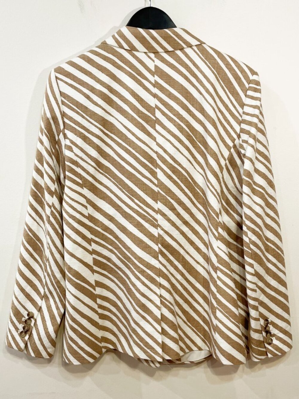 New Ann Taylor Stretch Cotton Animal Print Blazer White Tan 14, L $169 - Picture 3 of 7
